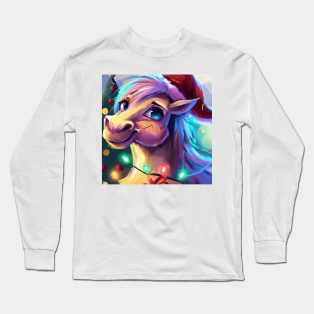 Cute Horse Drawing Long Sleeve T-Shirt by Play Zoo